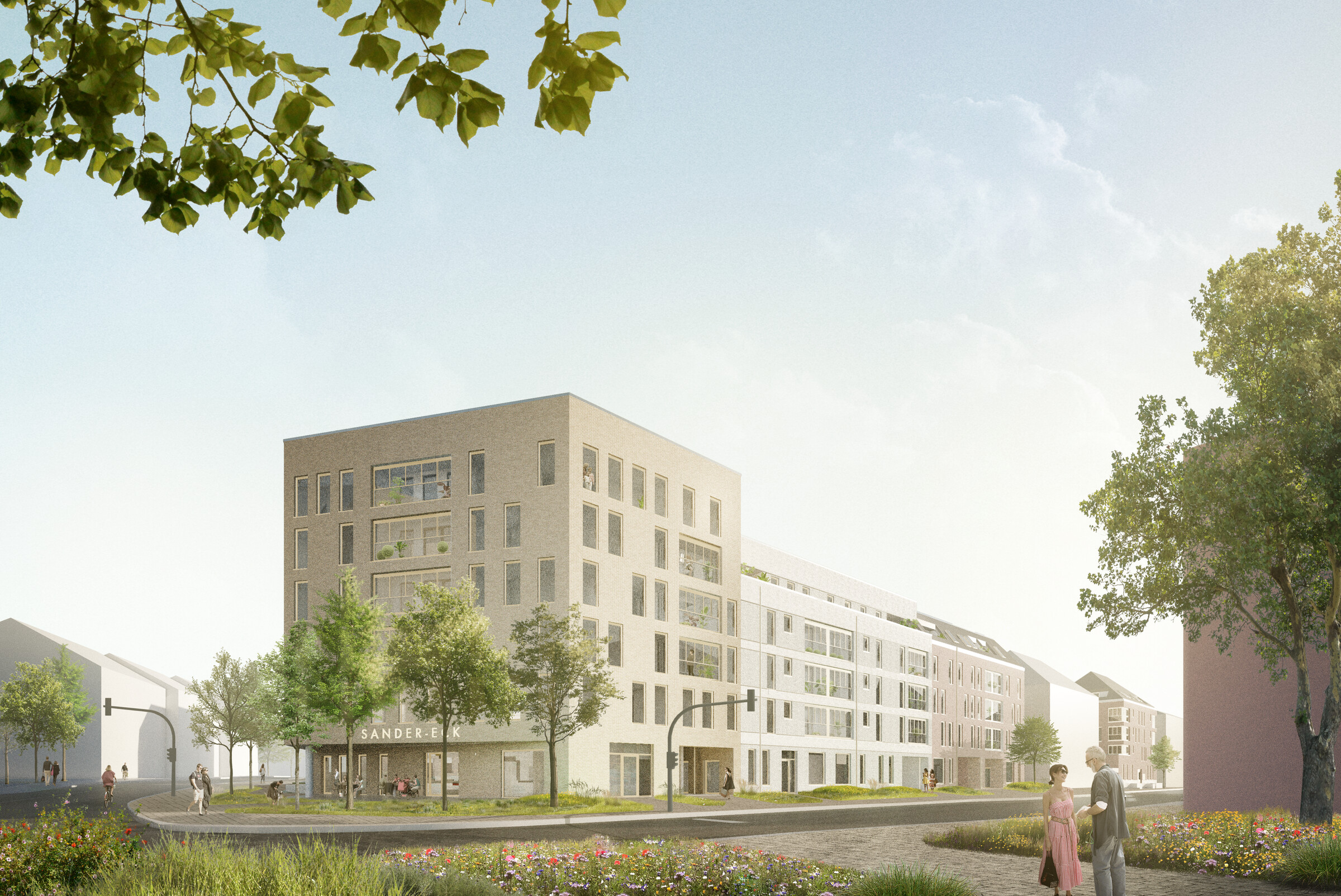 Visualisierung des Sander-Eck an der Straßenecke